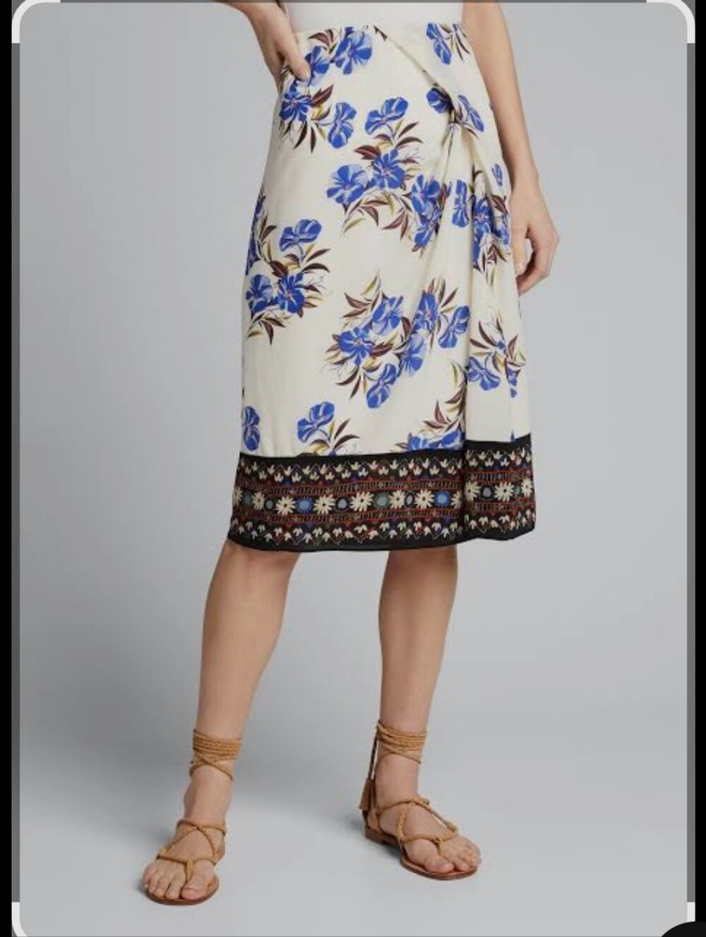 Kobi Halperin Lyle midi skirt in Cream and Blue